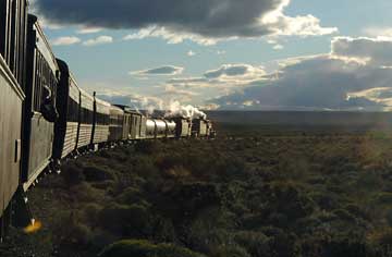 steaming into a Patagonia sunset